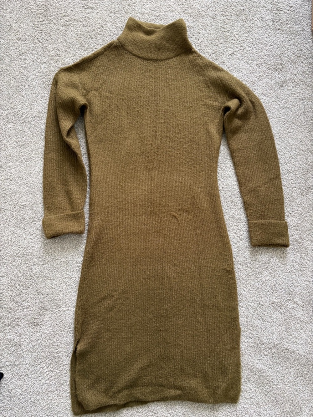 Vero Moda Olive Green Knit Turtleneck Dress